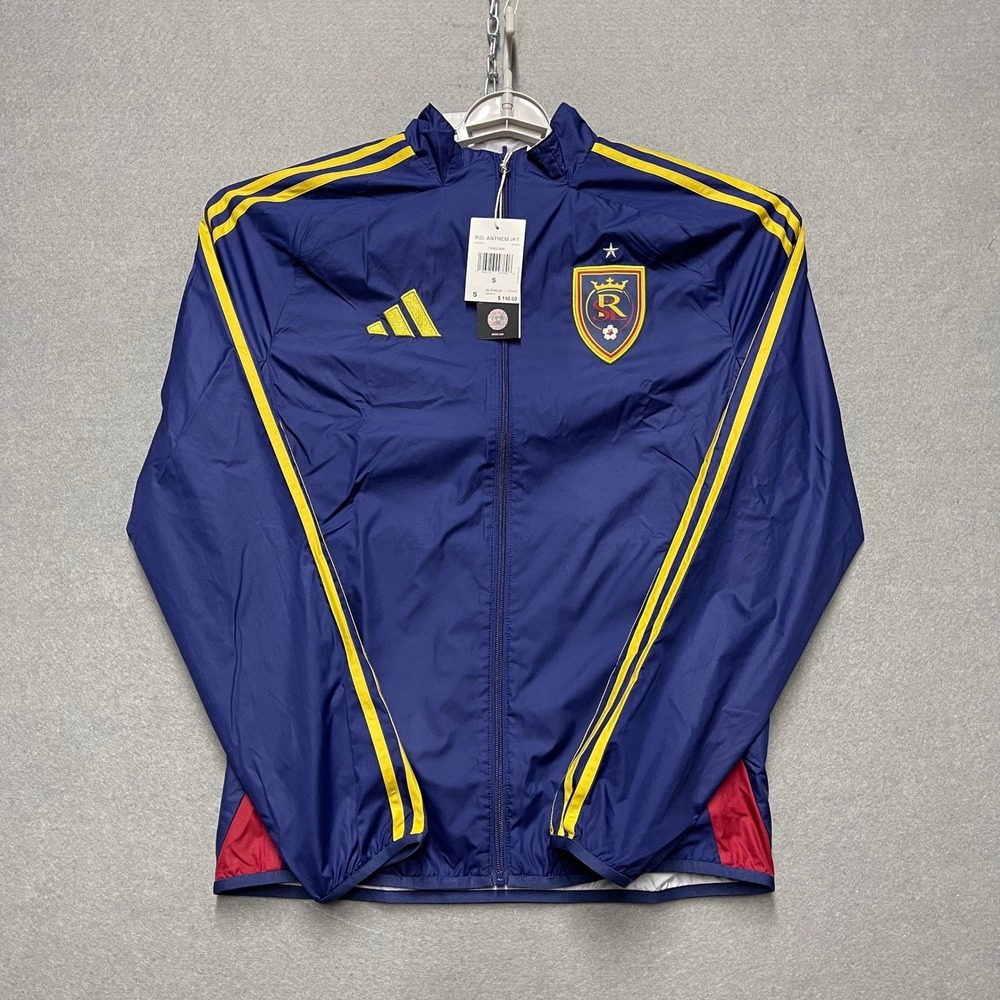 Real Salt Lake Jacket Men Small Blue White Adidas Anthem Reversible Full Zip RSL